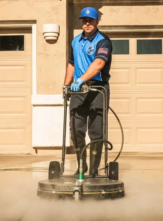 Wash Patrolman Steam Cleaning Concrete Driveway in Tahoe